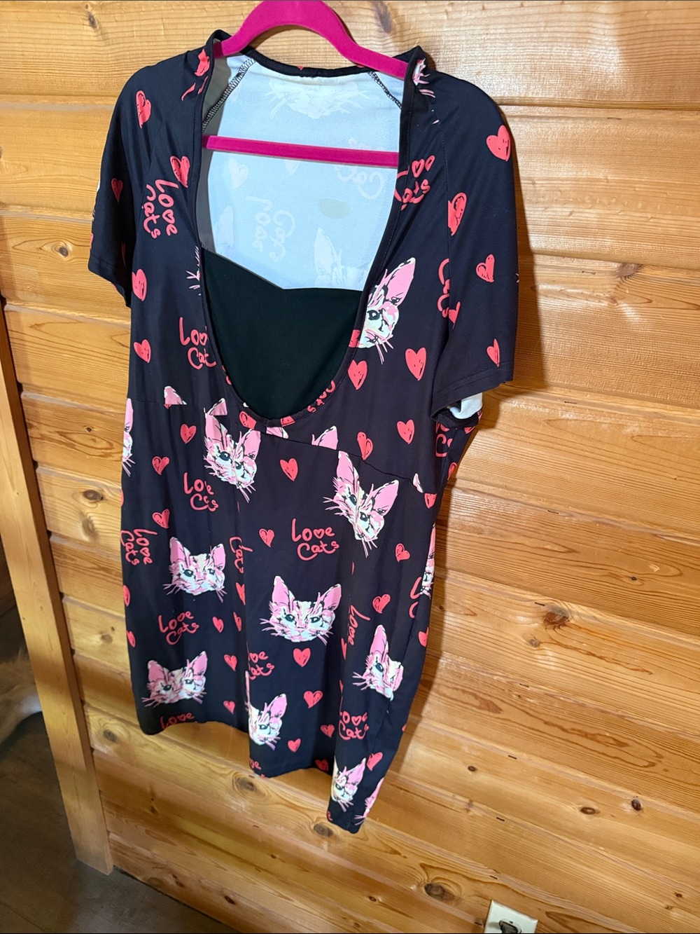 Black & Pink 'Love Cats' Short Sleeve Casual Dress